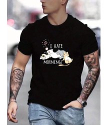 Unisex Baskılı Oversize T-Shirt - Siyah