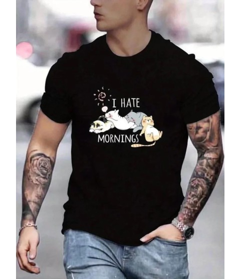 Unisex Baskılı Oversize T-Shirt - Siyah