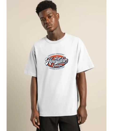 Unisex Baskılı Oversize T-Shirt - Beyaz