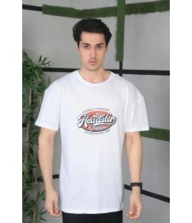 Unisex Baskılı Oversize T-Shirt - Beyaz
