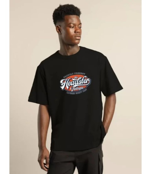 Unisex Baskılı Oversize T-Shirt - Siyah