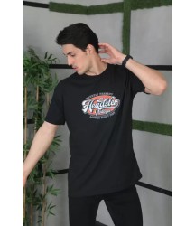 Unisex Baskılı Oversize T-Shirt - Siyah