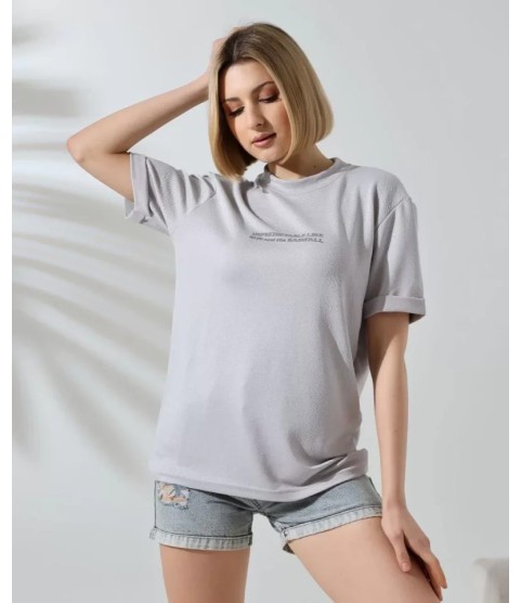 Unisex Bisiklet Yaka Baskılı Slim Fit T-Shirt - Boyalı Gri Unisex Bisiklet Yaka Baskılı Slim Fit T-Shirt - Boyalı Gri