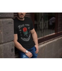 Erkek Bisiklet Yaka Baskılı Oversize T-Shirt - Siyah