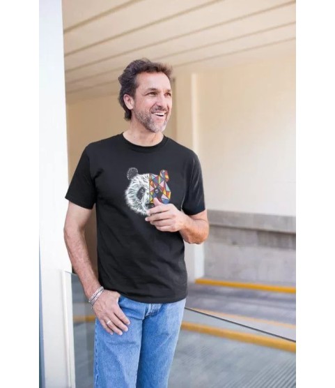 Erkek Bisiklet Yaka Baskılı Oversize T-Shirt - Siyah