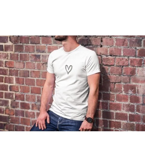 Unisex Bisiklet Yaka Baskılı Oversize T-Shirt - Beyaz