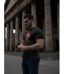 Unisex Bisiklet Yaka Baskılı Oversize T-Shirt - Siyah