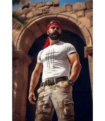 Unisex Bisiklet Yaka Baskılı Oversize T-Shirt - Beyaz