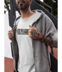 Unisex Bisiklet Yaka Baskılı Oversize T-Shirt - Beyaz
