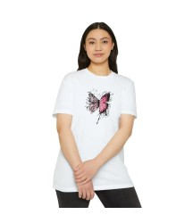 Unisex Bisiklet Yaka Baskılı T-Shirt - Beyaz