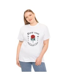 Unisex Bisiklet Yaka Baskılı T-Shirt - Beyaz
