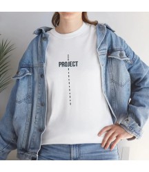 Unisex Bisiklet Yaka Baskılı T-Shirt - Beyaz