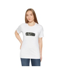 Unisex Bisiklet Yaka Baskılı T-Shirt - Beyaz