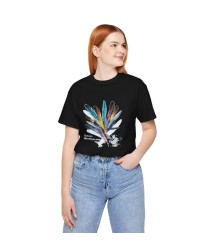 Unisex Bisiklet Yaka Baskılı T-Shirt - Siyah