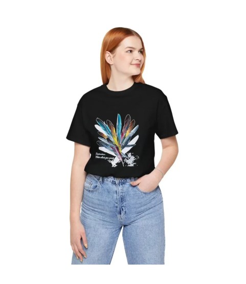 Unisex Bisiklet Yaka Baskılı T-Shirt - Siyah