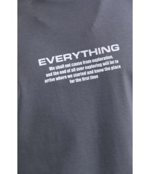 Unisex Bisiklet Yaka Baskılı Oversize T-Shirt - Gri