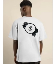 Unisex Bisiklet Yaka Baskılı Oversize T-Shirt - Beyaz