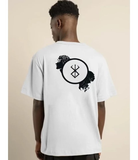 Unisex Bisiklet Yaka Baskılı Oversize T-Shirt - Beyaz