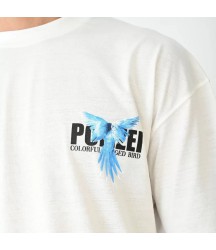 Unisex Bisiklet Yaka Baskılı Oversize T-Shirt - Beyaz