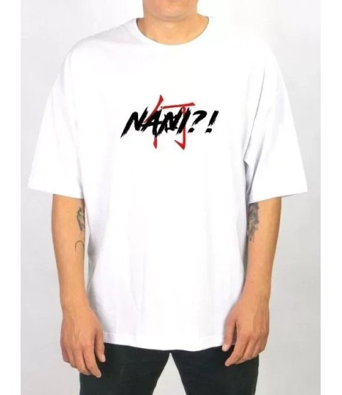 Unisex Bisiklet Yaka Baskılı Oversize T-Shirt - Beyaz