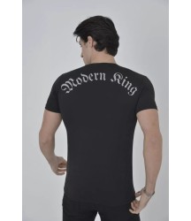 Unisex Göğüs File Aksesuarlı T-shirt - Siyah