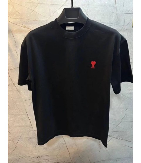 Unisex Bisiklet Yaka Baskılı Oversize T-Shirt - Siyah