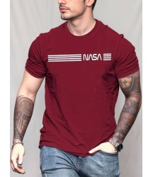 Erkek Kısa Kollu Nasa Baskı Basic Erkek T-shirt
