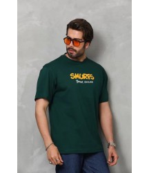 Unisex Basic Bisiklet Yaka Oversize T-Shirt - Yeşil