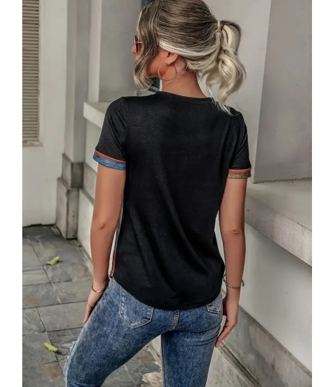 Kadın Kısa Kollu V Yakalı Düğmeli çok Renkli Süprem Bluz Kadın Kısa Kollu V Yakalı Düğmeli çok Renkli Süprem Bluz