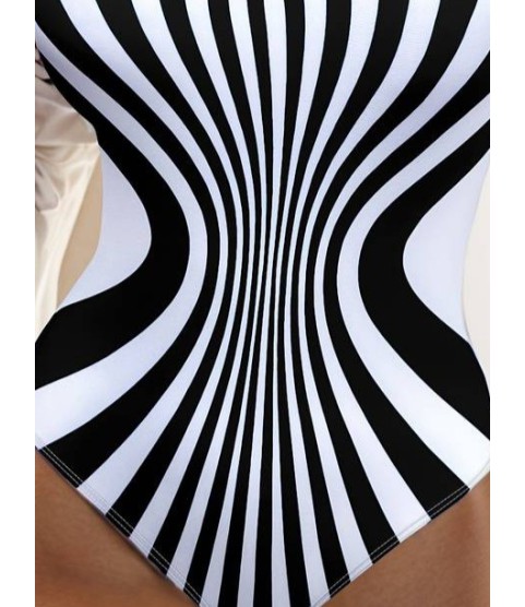 Kadın Yuvarlak Yaka Askılı Zebra Desen Baskılı Dalgıç Mayo Kadın Yuvarlak Yaka Askılı Zebra Desen Baskılı Dalgıç Mayo