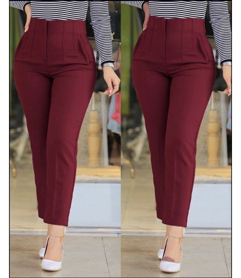 Kadın üste Oturan Paçası Bilek üzerinde Biten Atlas Kumaş Pantolon 36 (S) - 48 (4XL)