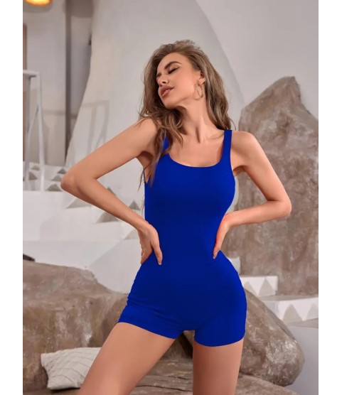 Kadın Kare Yaka Sırt Dekolte Detay Dalgıç Bodycon Mini Tulum