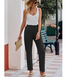 Kadın Beli Lastikli Keten Pantolon