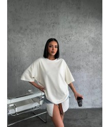 Düz Biskilet Yaka  T-shirt - Beyaz