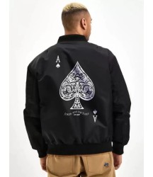 Unisex Uzun Kol Baskılı Bomber Ceket - Siyah