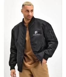 Unisex Uzun Kol Baskılı Bomber Ceket - Siyah