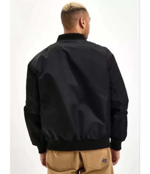Unisex Uzun Kol Baskılı Bomber Ceket - Siyah