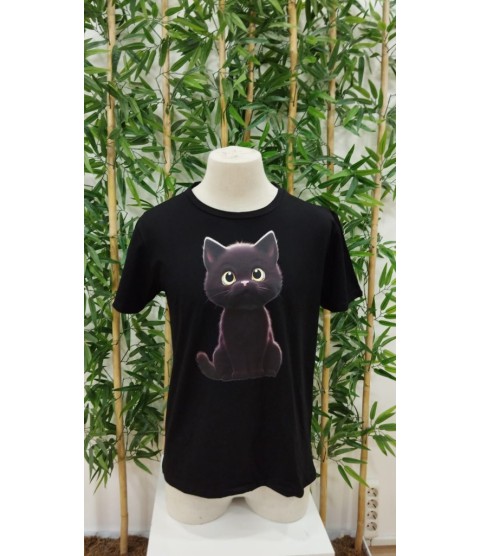 Erkek Bisiklet Yaka Kedi Baskılı Süprem T-shirt