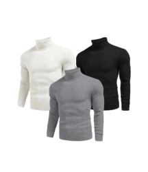 3 Adet Unisex Kaşkorse Boğazlı Full Likralı Fitilli Body Kazak