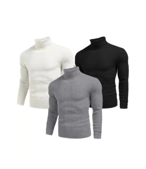 3 Adet Unisex Kaşkorse Boğazlı Full Likralı Fitilli Body Kazak