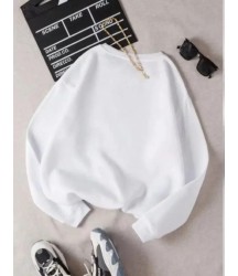 Üç İplik Biskilet Yaka Basic SweatShirt - Beyaz