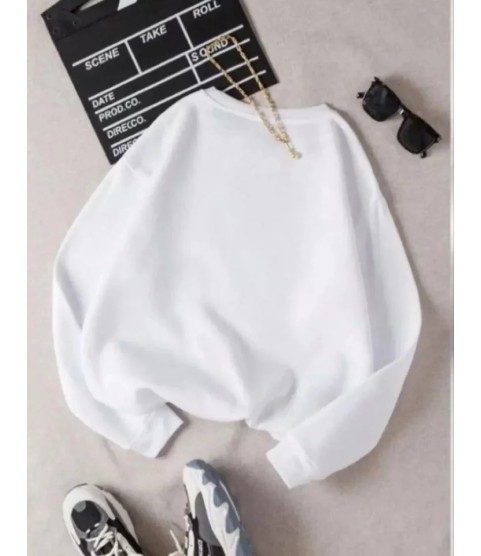 Üç İplik Biskilet Yaka Basic SweatShirt - Beyaz