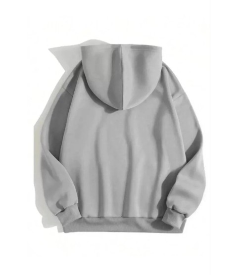 3 İplik Pamuklu Unisex Kapşonlu Sweetshirt - Gri