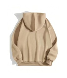 3 İplik Pamuklu Unisex Kapşonlu Sweetshirt - Bej