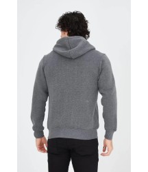 Unisex Tam Fermuarlı Kapşonlu  SweatShirt - Füme