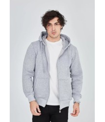 Unisex Tam Fermuarlı Kapşonlu  SweatShirt - Gri