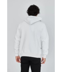 Unisex Tam Fermuarlı Kapşonlu  SweatShirt - Beyaz
