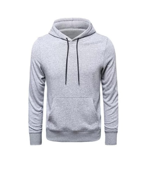 Erkek Uzun Kol Kapşonlu Basic Sweatshirt Hoodie - Gri