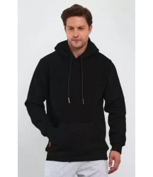 Erkek Uzun Kol Kapşonlu Basic Sweatshirt Hoodie - Siyah