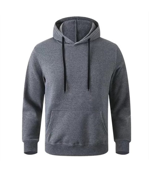 Erkek Uzun Kol Kapşonlu Basic Sweatshirt Hoodie - Füme